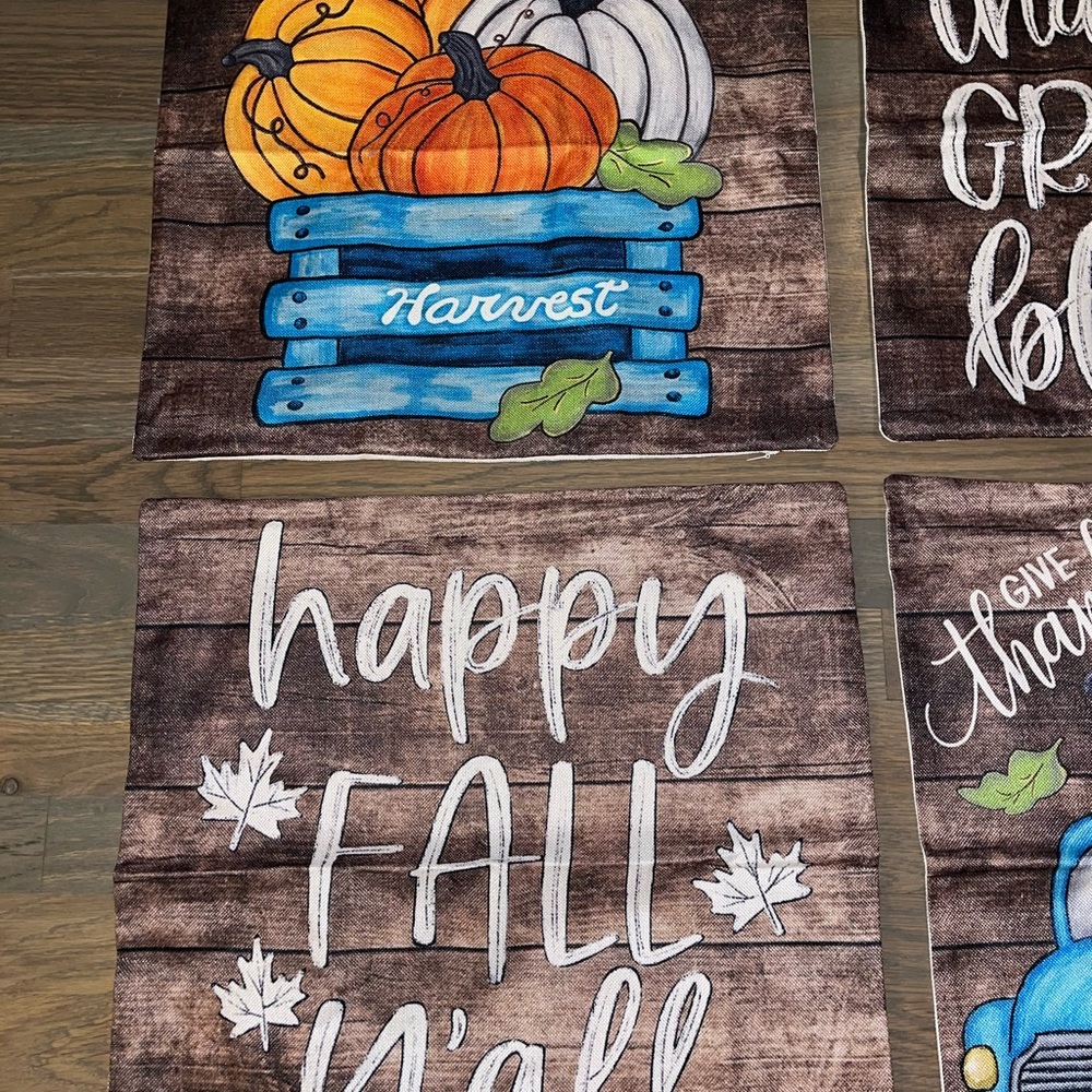 Fall Pumpkin Throw Pillow Covers Set of 4 Thanksgiving Farmhouse Decor - Picture 3 of 6